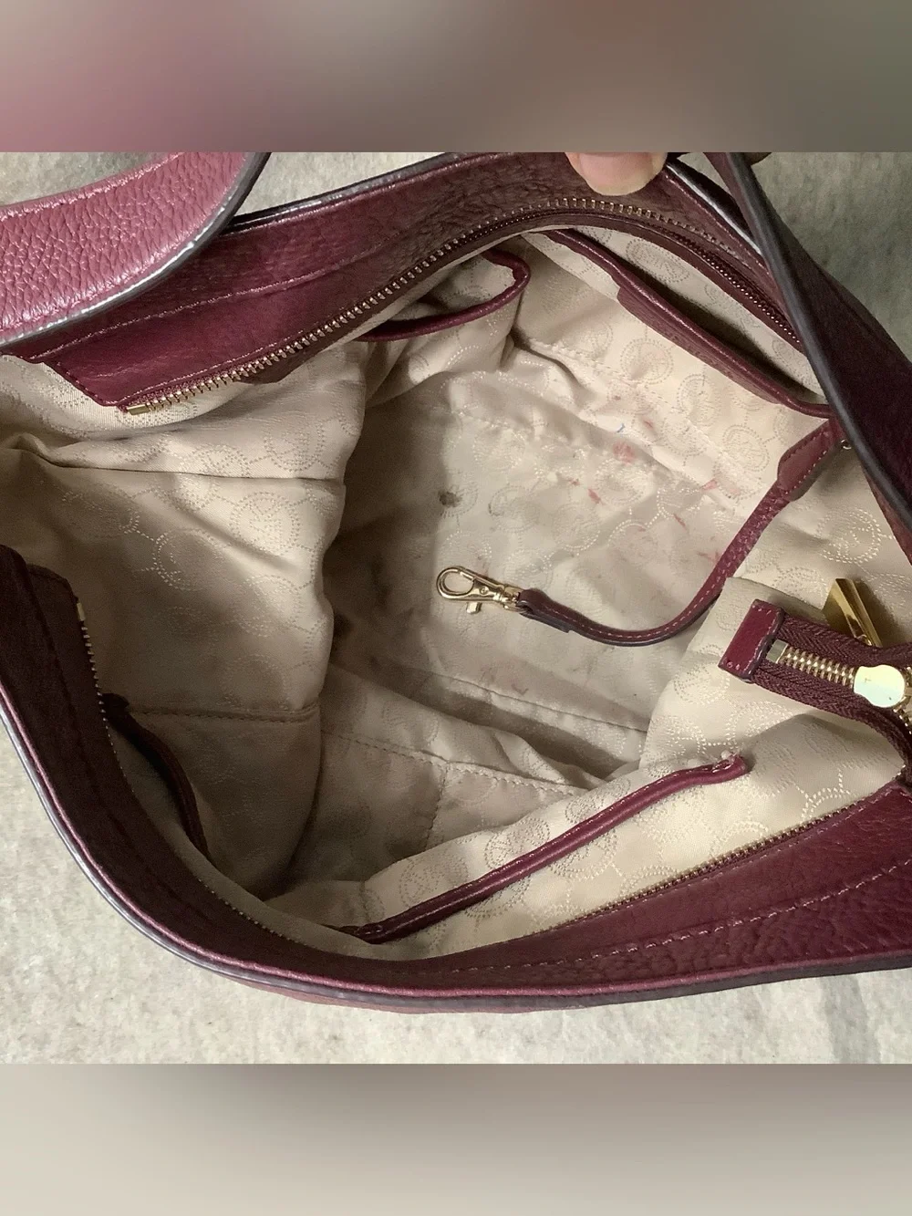 MICHAEL Michael Kors extra lovely burgundy pebbled leather hobo sling bag
